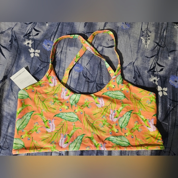NWT Fused Hawaii Kohanaiki Bikini Top "Hawaiian Moo Print" Tropical Gecko Print - Picture 1 of 5